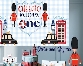 London Birthday Banner | Royal Guard, Big Ben, Telephone Booth (Digital Download)