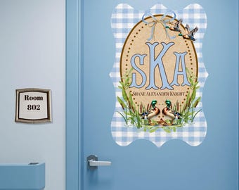 Personalized Duck Nursery Door Sign | Baby Boy Room Decor | Mallard Duck Name Sign | Nursery Door Hanger Printable