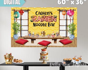 Ramen Noodle Bar Birthday Banner | Japanese Noodle Printable | Party Backdrop | Asian Food Party Decor | Editable Noodle Bar Sign