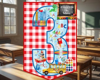 3rd Grade Teacher Door Hanger Printable | Personalized Classroom Door Sign Digital Download