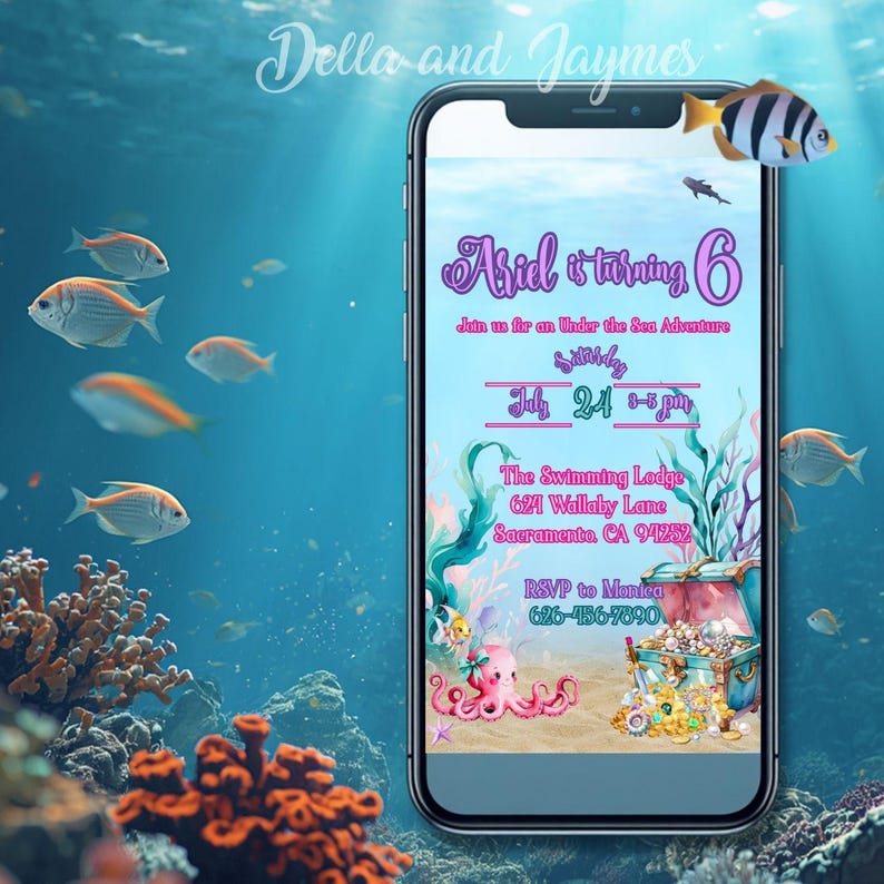Mermaid Birthday Party | Printable Little Mermaid Decor | Under the Sea Birthday | Mermaid Invite Banner Digital Download image 5