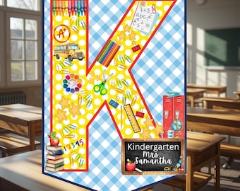 Kindergarten Teacher Door Hanger Printable | Personalized Classroom Door Sign Digital Download