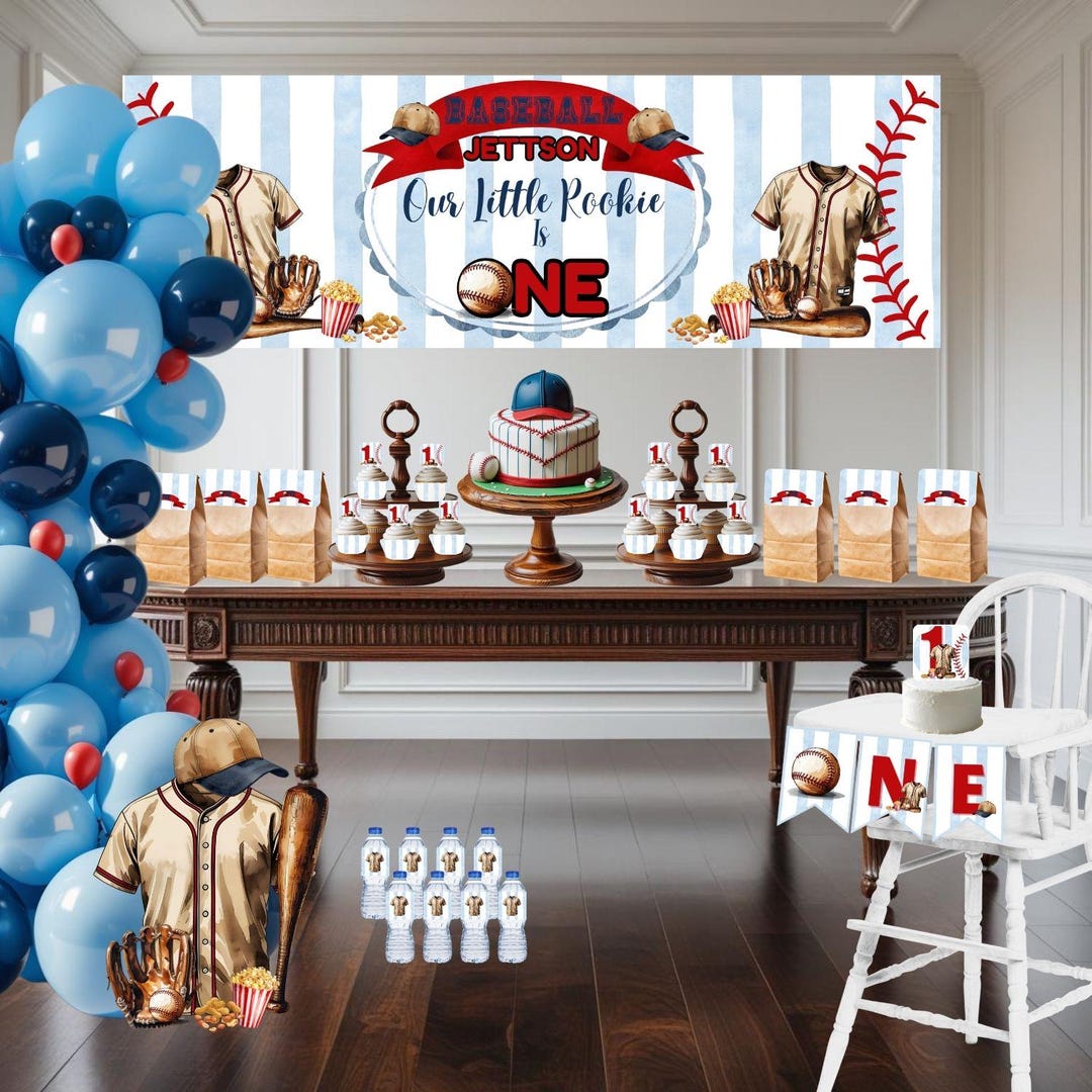 Baseball Rookie of the Year First Birthday Party Printables | Instant ...