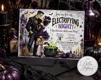 Frankenstein Halloween Invitation + Mobile Spooky Adult Party Editable Digital Download