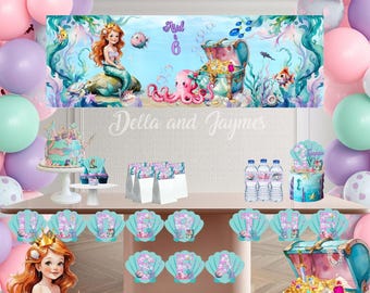 Mermaid Birthday Party | Printable Little Mermaid Decor | Under the Sea Birthday | Mermaid Invite Banner Digital Download