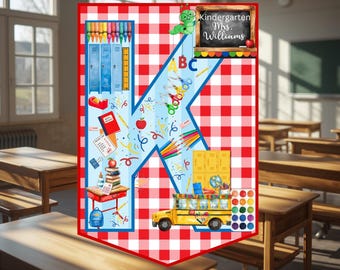 Kindergarten Teacher Door Hanger Printable | Personalized Classroom Door Sign Digital Download