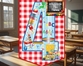 4th Grade Teacher Door Hanger Printable | Personalized Classroom Door Sign Digital Download
