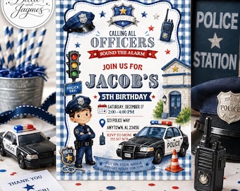 Police Birthday Invitation & Mobile Invite | Cop Editable Instant Digital Download | Police Officer Party Printable