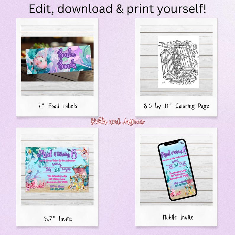 Mermaid Birthday Party | Printable Little Mermaid Decor | Under the Sea Birthday | Mermaid Invite Banner Digital Download image 8