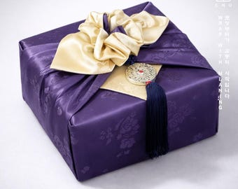 Papel de regalo coreano reutilizable Yangdan Bojagi de lujo / Embalaje de tela ecológico / Floral de doble cara