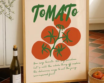 Tomato Poster Print, Tomato Wall Art Printable, Tomato İllustration, Vegetable Wall Poster, Digital Download