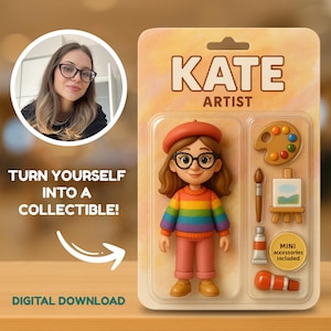 Custom Action Figure Portrait, Personalized Starter Pack Blister Box, Custom Toy Figure Art, Gift For Friends, Digital Download