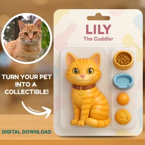 Custom Pet Action Figure, Personalized Cat Figurine, Custom Toy Figure, Pet Toy Box, Personalized Cat Toy, Digital Pet Portrait