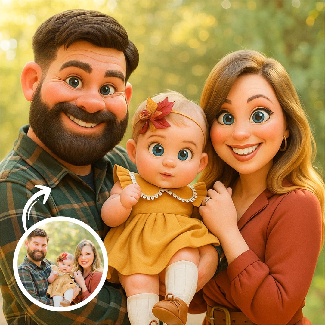Custom Pixar Style Portrait From Your Photo | Personalized 3D Cartoon ...