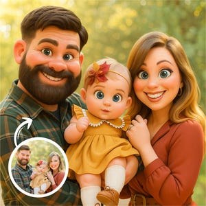 Custom Pixar Style Portrait from Your Photo | Personalized 3D Cartoon Character | Couple, Family, Pet Gift | Digital Pixar Art