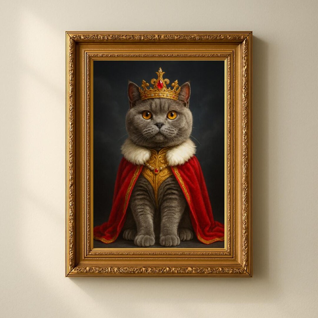 Royal Pet Portrait, Custom Pet Portrait Painting Canvas, King Cat ...