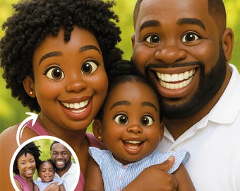 Pixar Style Portrait from Photo, Couple, Family, Pet Gift, Animated Style Portraits, Digital 3D Portrait, Gift, Digital Pixar Art