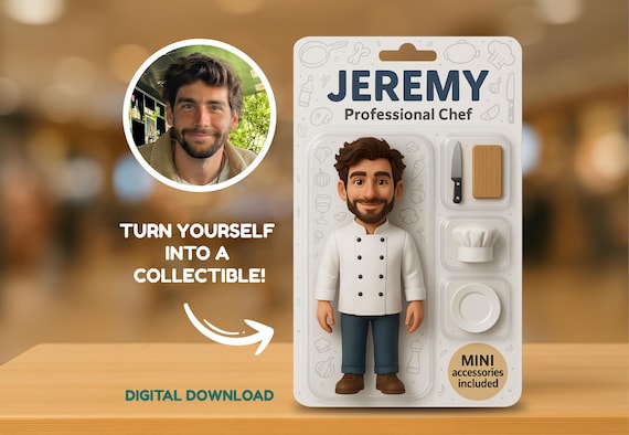 Turn Your Photo into an Action Figure, Custom Action Figure, Personalized Toy Box Portrait, Personalized Digital Art