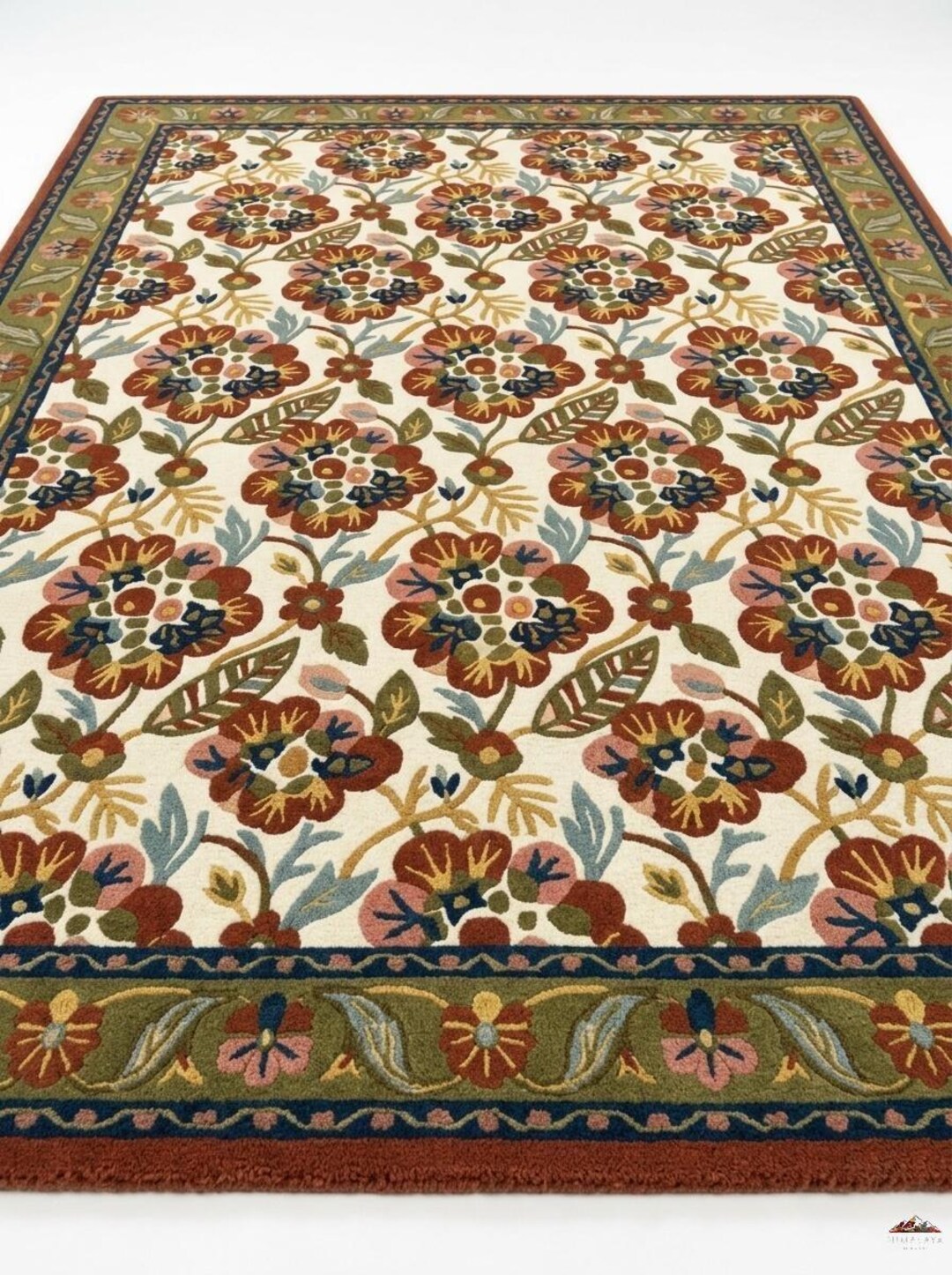 Hand Tufted Floral Wool Rug – Vintage Botanical Area Carpet - Etsy