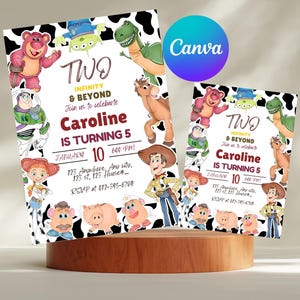 Editable Two infinity and Beyond Birthday invitation | Toy Story Party invitation, Invite 2nd Birthday | Digital kids Birthday invites Canva