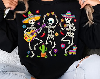 Cinco de Mayo Skeleton PNG | Dancing Skeleton Fiesta PNG | Mexican Party Skeleton Clipart | Guitar Maracas PNG | Fiesta Digital Download