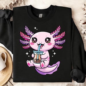 Cute Axolotl Boba PNG, Kawaii Axolotl Bubble Tea PNG, Pink Axolotl Sublimation, Cute Animal Clipart, Digital Download