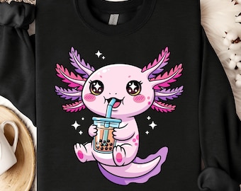 Cute Axolotl Boba PNG, Kawaii Axolotl Bubble Tea PNG, Pink Axolotl Sublimation, Cute Animal Clipart, Digital Download