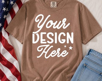 Espresso Comfort Colors 1717 T-Shirt mockup, 4th of July mockup, Patriotic Mockups BOHO t shirt
