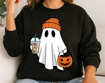 Cute Halloween Ghost PNG Fall Pumpkin Ghost Design, Digital Download for Sublimation, Halloween Shirt PNG Spooky Season Clipart