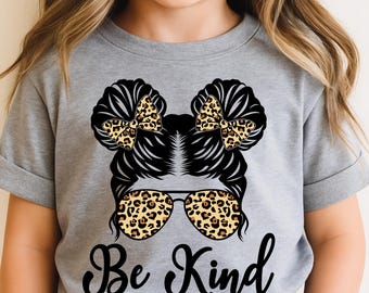 Be Kind Messy Bun PNG: Positive Saying, Unity Day Design (Digital Download)