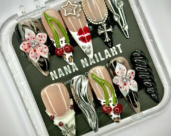 Gothic Gel Press-On Nails | Mysterious & Magical Handmade Nail Set | Dark Fantasy Custom Nails