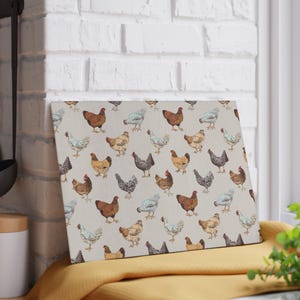 Charmantes Huhn Glas Schneidebrett | Küche Dekoration, Geschenk für Koch, Bauernhaus Stil, Koch Geschenk, Hühner Design