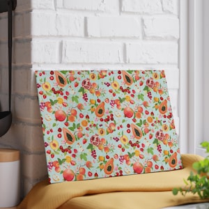 Fruchtiges Glas Schneidebrett | Küche Dekor, Geschenk für Koch, Koch Geschenk, Obst Design