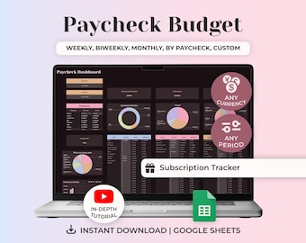 Paycheck Budget Planner, Google Sheets Budget Spreadsheet, Expense Tracker, Bill Calendar, Biweekly Budget Template, Financial Planner