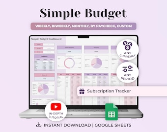Simple Budget Planner, Weekly Budget, Biweekly Budget, Budget Spreadsheet, Google Sheets Budget Tracker, Bill Tracker, Personal Finance