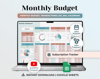 Monthly Budget Planner, Budget Spreadsheet, Monthly Bill Tracker, Income and Expense Tracker, Monthly Bill Tracker, Personal Finance