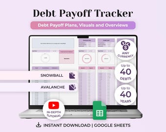 Debt Spreadsheet, Debt Payoff Tracker, Debt Tracker, Debt Payoff Planner, Debt Snowball Google Sheets, Financial Tracker, Digital Planner