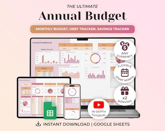 Annual Budget Spreadsheet Planner, Monthly Budget Planner, Monthly Bill Tracker, Monthly Calendar, Subscription Tracker, Personal Finance