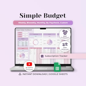 Planificateur budgétaire simple, Budget hebdomadaire, Budget bihebdomadaire, Feuille de calcul budgétaire, Suivi budgétaire Google Sheets, Suivi des factures, Finances personnelles