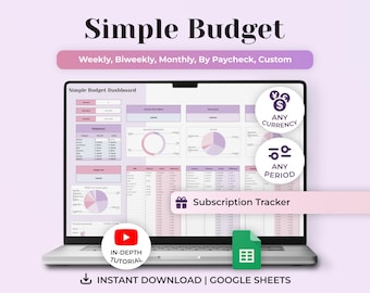Simple Budget Planner, Weekly Budget, Biweekly Budget, Budget Spreadsheet, Google Sheets Budget Tracker, Bill Tracker, Personal Finance