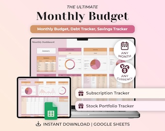 Ultimate Monthly Budget Spreadsheet Google Sheets, Zero Based Budget Planner, Income and Expense Tracker, Savings Tracker, Personal Finance