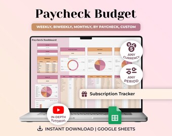 Budget Paycheck Planner, Biweekly Budget Spreadsheet Tracker, Google Sheets Budget Template, Expense Tracker, Digital Financial Tracker