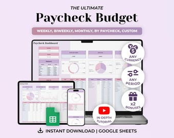 Ultimate Paycheck Budget Planner, Weekly Budget Spreadsheet Planner, Budget By Paycheck, Bill Tracker, Expense Tracker, Digital Planner