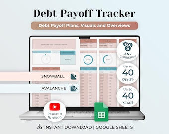Debt Snowball Google Sheets Template, Google Sheets Debt Tracker Spreadsheet, Debt Repayment, Debt Payoff, Google Sheets Spreadsheet