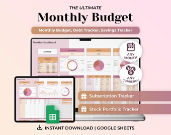 Ultimate Monthly Budget Spreadsheet Google Sheets, Zero Based Budget Planner, Income and Expense Tracker, Savings Tracker, Personal Finance