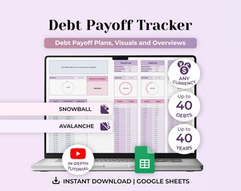 Debt Spreadsheet, Debt Payoff Tracker, Debt Tracker, Debt Payoff Planner, Debt Snowball Google Sheets, Financial Tracker, Digital Planner