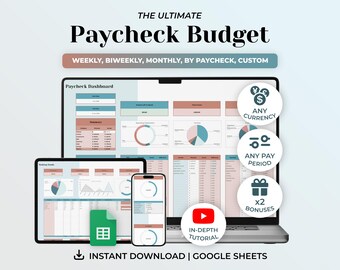 Ultimate Paycheck Budget Spreadsheet Planner, Biweekly Budget, Bill Tracker, Debt Tracker, Google Sheets Budget Template, Financial Tracker