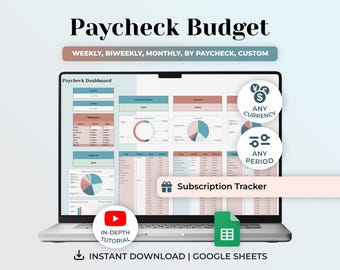 Budget Paycheck Planner, Biweekly Budget Spreadsheet, Google Sheets Budget Template, Expense Tracker, Budget Tracker, Financial Tracker