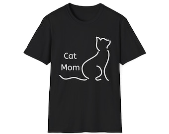 cat mom shirt minimalist cat lover tee simple line art cat t shirt modern pet owner gift graphic cat outline shirt for women