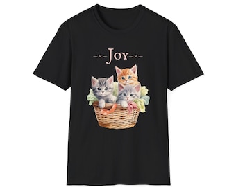 cat shirt cute kitten t shirt vintage cat lover tee whimsical cat graphic shirt basket of kittens t shirt kawaii cat gift joy shirt